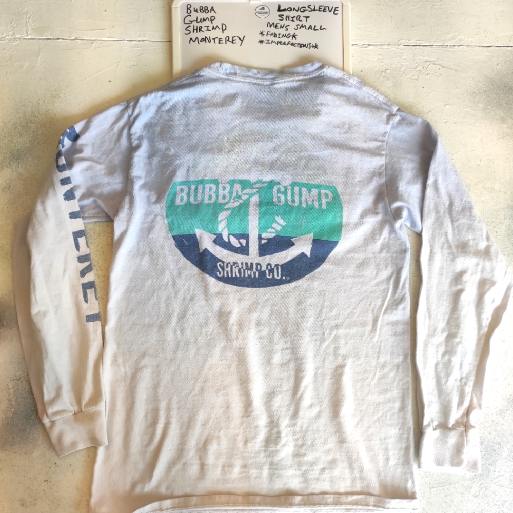 Bubba Gump Shrimp Co. Men's blue & white Long Sleeve shirt GUC Size small